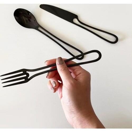 Ins Cutlery Set Stainless Steel Flatware Western Dessert Forks Spoons Steak Knives Cake Spoon Silverware Set Kitchen Accessories