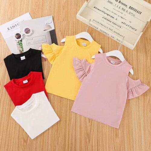 PatPat Baby/Toddler Girl Ruffled Off Shoulder Solid Tee