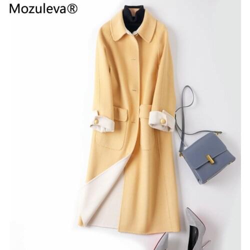 Mozuleva Double Sided Cashmere Wool Coat Women Autumn Winter Japanese Loose Long Woolen Coat Solid Outwear Wool Trench Coat