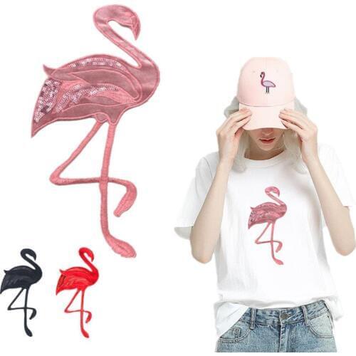 305mm Flamingo Sequins Patches For Clothing Logo Strange Things Diy Biker Patch Clothes Stickers Deal With It Free Shipping