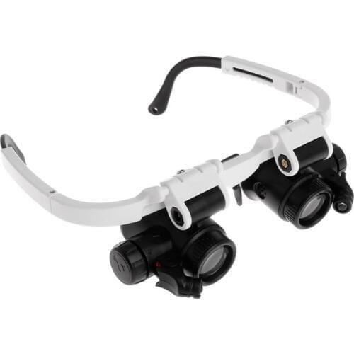 Headband Glasses Magnifier Magnifying Glass With LED Lights 8X 23X Illuminated Magnifier Loupe Watch Repair Lamp