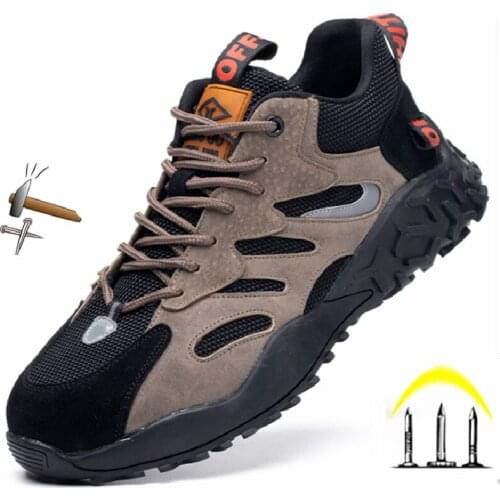 Work Safety Shoes Indestructible Shoes Men Puncture-Proof Work Boots Outdoor Non-slip Wear-resistant Mesh Camping Sneakers
