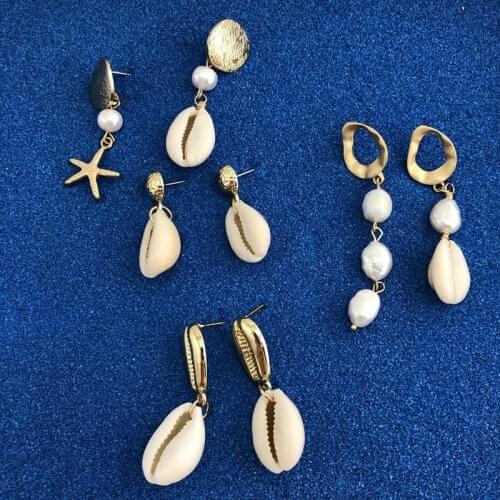 2019 Mid Season Multi-Design Shell Earrings Nature and Alloy Cowries Pendant Drop Earrings for Women
