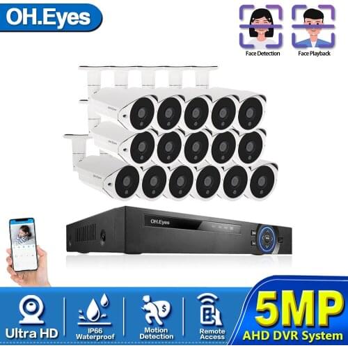 HD-TVI AHD 16CH 1080P 5MP DVR Kit 5MP Security Cameras System 16* 5.0MP Day Night Vision CCTV Home Security Kit with 4TB HDD