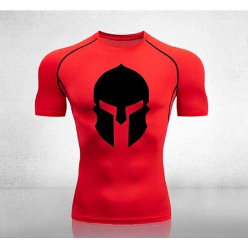 4XL Code 2021 Spartan Men Tight T-Shirt Compression Stretch Sport T-Shirt Lycra Tight Running Short Sleeve Mens Sportswear