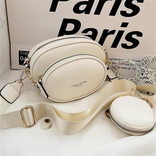 2 Bags Solid Color Crossbody Bag New High-Quality PU Leather Womens Designer Handbag Casual Chest Bag Shoulder Messenger