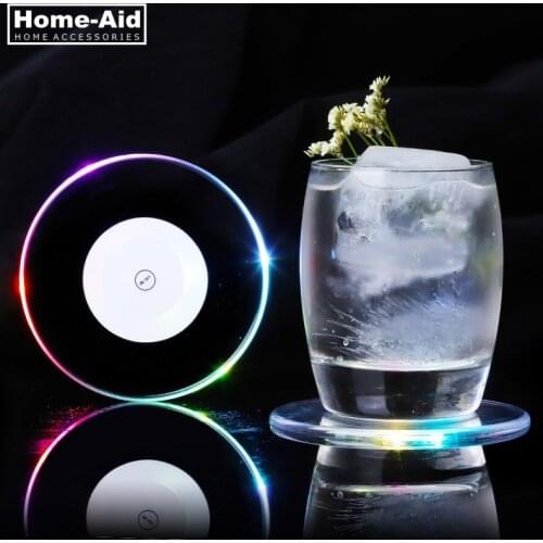 LED Bar Luminescent Bar Mat And Round 7 - Colored Cup Pad KTV Light Base Gravity Induction Battery Bar Tools