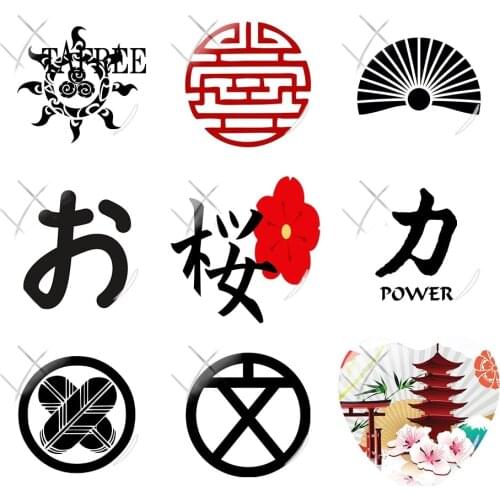 TAFREE Japanese Instruction Symbol Art Pictures 25mm Heart shaped Glass Cabochon Dome Flatback DIY Making Jewelry