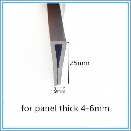 Rubber Sealing U Strip 25x9x25mm for 4-6mm thick Glass Metal Car Wood Panel Board Edge Encloser Shield Black