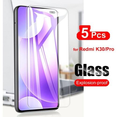 5Pcs For Xiaomi Redmi K30 Tempered Glass Screen Protector For Xiaomi Redmi K30 Pro Transparent Phone Protective Glass Film 9H