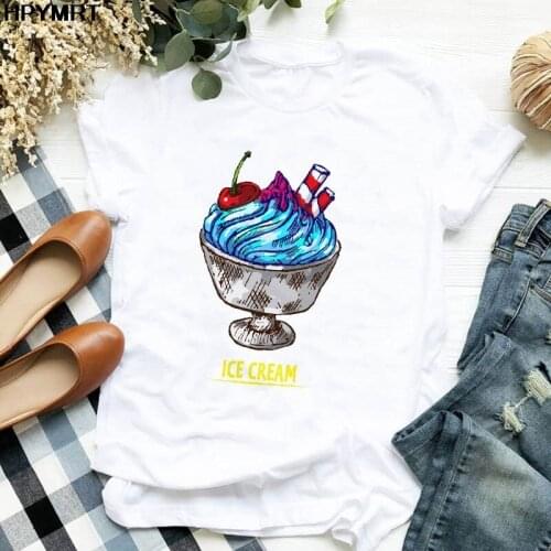 Women T Shirt Harajuku Summer Short Sleeve Tops Female T-Shirt Ice cream graphics Print O-Neck Tee Shirt Ladies T-Shirts Clothes