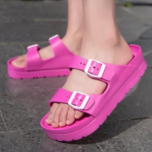 2021 Summer Shoes Womens Flat Platform Sandals Pink Slippers Light Beach Casual Slides Women Red White Black Ladies Sandals