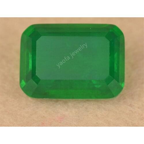 1 Pcs Wholesale Fusion Stone 4x6~13x18mm Green Color Baguette Octagon Shape Natural Crystal Synthetic Glass Spliced Fusion Gems
