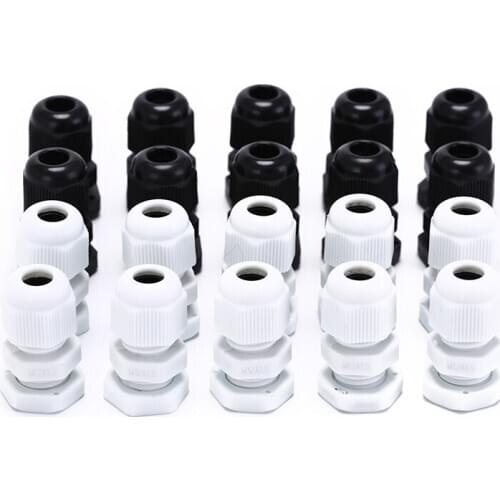 10pcs/lot IP68 M12 for 3mm-6.5mm Cable CE Waterproof Nylon Plastic Cable Gland Connector