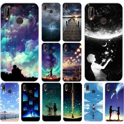 143H starry day anime Soft Silicone Tpu Cover Case for huawei p 20 lite pro y6 2017 mate 10 lite