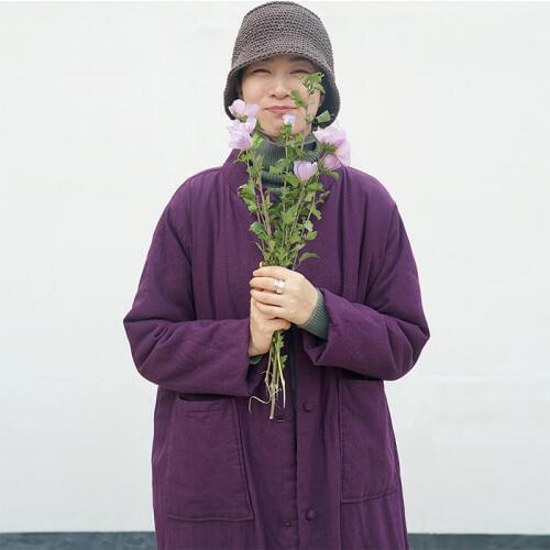 SCUWLINEN 2020 Winter Jacket Women Vintage Solid Stand-collar Loose Long Cotton-padded Parka Men Casual Thick Warm Coats M668