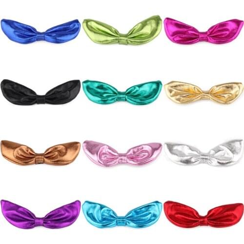 200pcs/lot 12colors 10cm Newborn Fashion PU Hair Bows for Hair Clips Solid Leather Flower Bow Artificial & Dried Flowers