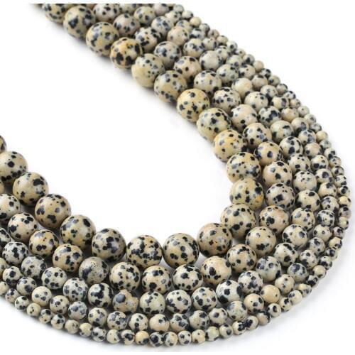 Natural Dalmatian Jasper Beads, Full 15" Strand Natural Round Wholesale 4mm 6mm 8mm 10mm 12mm
