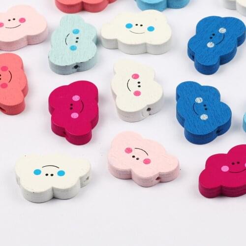 20pcs Cloud Shape Natural Wood Beads Wooden 20x30mm Loose Spacer Beads For Diy Jewelry Making Charm Jewelry Accessories