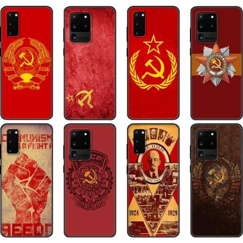 Black tpu Case For Samsung galaxy S20 /S20 PLUS/S20 ultra/S20+ /S20FE back cover Soviet Union USSR Grunge Flag