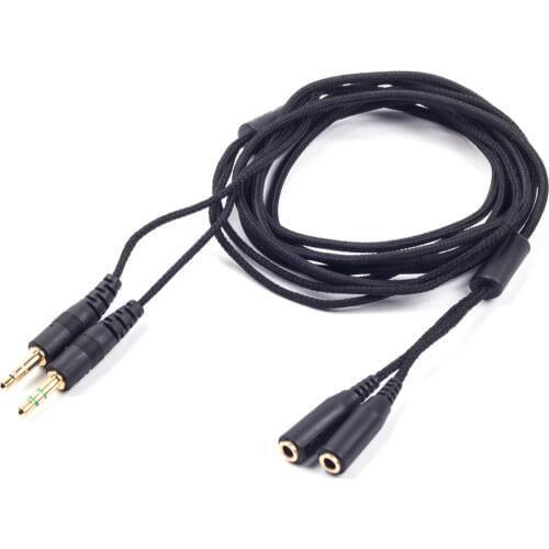 Black Nylon Braided Extension Cable headset extend cord for steelseries siberia v2 gaming headphone 3.5mm headphone splitter