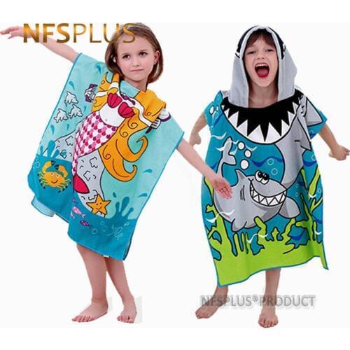 Baby Hooded Bath Towel Poncho Children Kids Bathrobe Towels Bath Robe Quick Dry Absorbent Microfiber Travel Sports Beach Towel