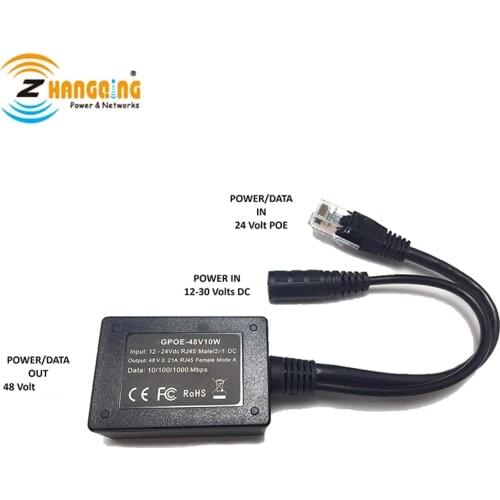 GPOE-48V10W PoE Converter Gigabit 48V Output Splitter for any 802.3af or 48V devices and solar to PoE Conversion