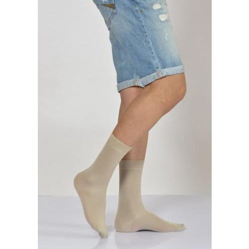 Idilfashion Male Flat Single Color Modal Socket Stocking-Beige-E-ART222 (3'LÜ PACKAGE)