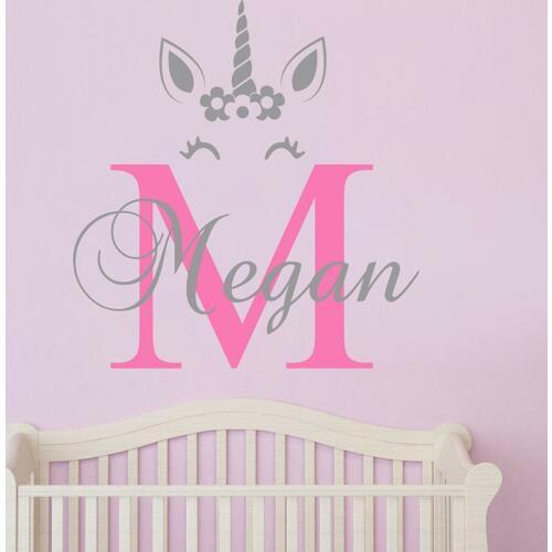 Custom Name Unicorn Wall Sticker Home Decor DIY Vinyl decal Personalised Nursery Art Kid Baby Bedroom Decoration Decals Y103