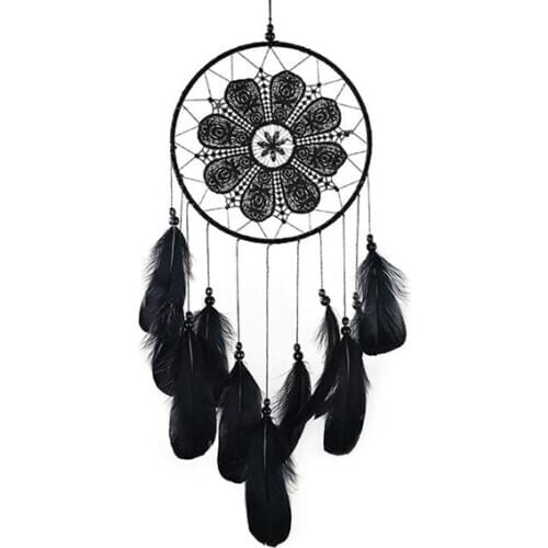 Quality Handmade Dream Catchers Black Feather Lace Dream catchers for Wall Hanging Boho Wedding Decorations