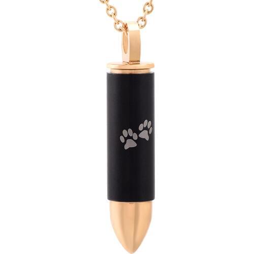 KLH9833-1 Stainless Steel The bullet Urn Necklace For The dog paw Keepsake Memorial Cremation Jewelry