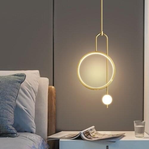 Nordic Round Metal Tube Led Acrylic Ring Pendant Lights For Dining Room Kitchen Hotel Bedchamber Hanging Lamp Indoor Decoration