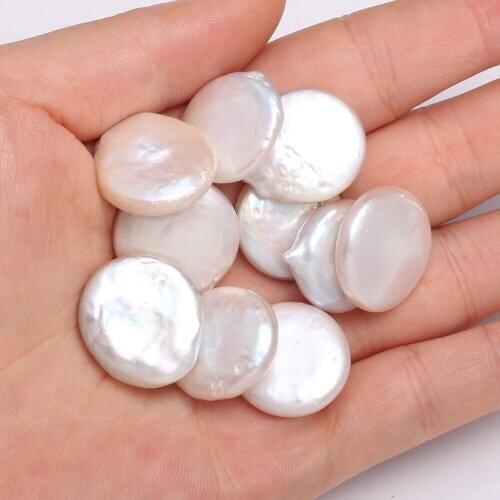 Natural Freshwater Pearl Punch Loose bead Button shape Pendants for Jewelry Making DIY womens elegant Necklace Accessories