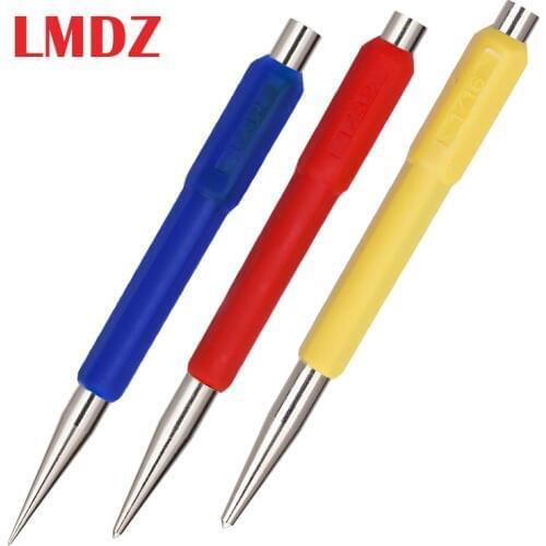 LMDZ Rubber Handle Center Punch Pin Center Hole Positioning Assembler Punch Spring Loaded Metal Wood Press Starting Holes Tool