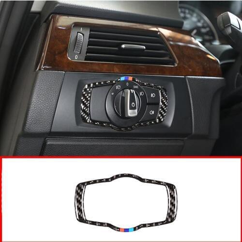 Soft Carbon Fiber For BMW E90 E92 E93 3 Series 2005-2013 Accessories Car Headlight Switch Frame Trim