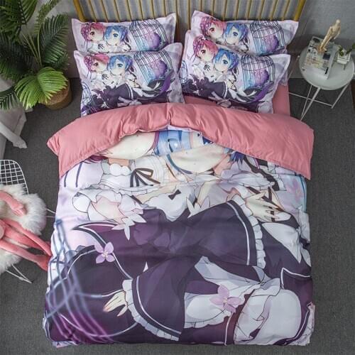 Japan Anime Rem Series Duvet Cover Set Re:Life In A Different World From Zero Prints Kawaii Bedding Manga Girls Comforter Set