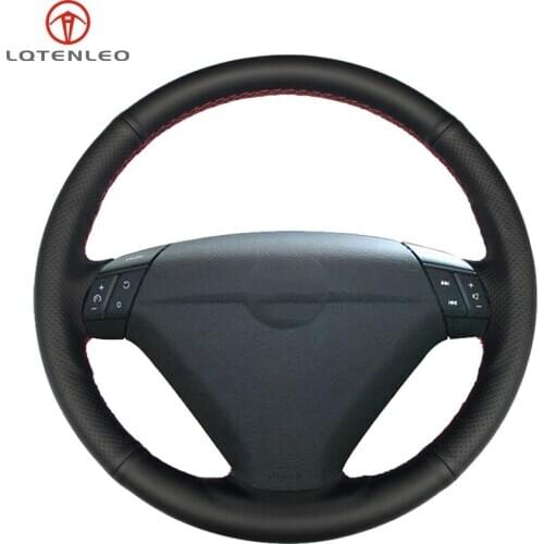 LQTENLEO Black Genuine Leather Car Steering Wheel Cover For Volvo S80 2004 2005 XC70 2004-20010 S60 2004-2010 XC90 2004-2006