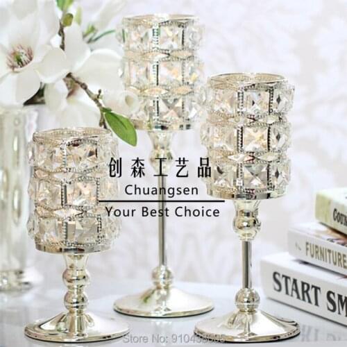 New style crystal clear candelabra glass candle holder wedding centerpieces gold candle stand wedding table flower vase