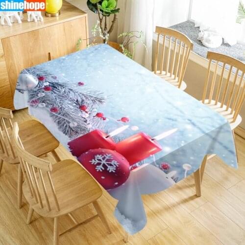 Custom Marry Christmas Table Cloth Oxford Print Waterproof Oilproof Home Rectangular Party Table Cover 100X140cm/140X250cm