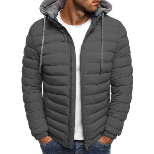 Men Winter Parkas Fashion Solid Hooded Cotton Coat Jacket Casual Warm Clothes Mens Overcoat Streetwear Puffer Jacket