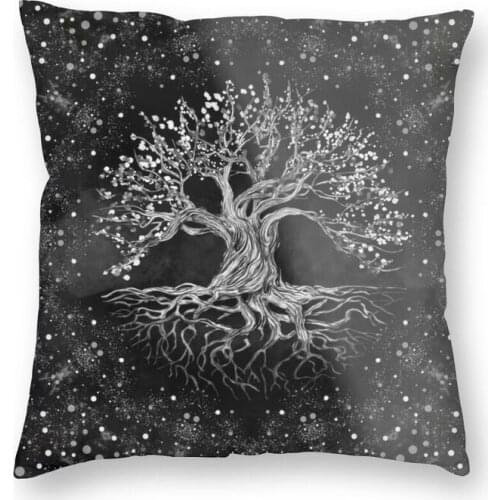 Personalized Tree Of Life Drawing Black And White Square Throw Pillow Case Home Decor Print Abstract Art Cushion Cover for Car