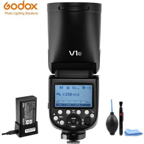 Pre-Order Godox V1 On-Camera Round Flash Speedlight for CANON NIKON SONY Camera R2 TTL Flashlight with AK-R1 Xpro Flash Triger
