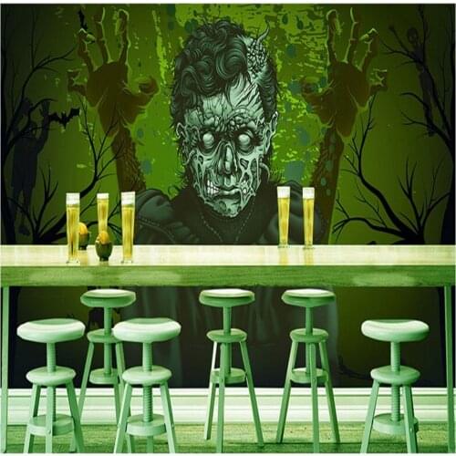 Drop Shipping Custom Photo Wallpaper Horror Theme Hand Painted Graffiti Wallpaper Gloomy Devil Bar Internet Cafes KTV Mural