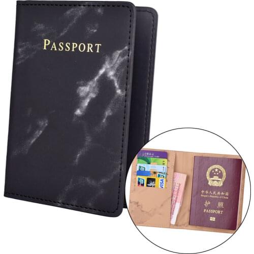 Marble Leather Passport Holder Covers Women Travel Accessories Business Card Case For Auto Documents Vintage Passport Wallet