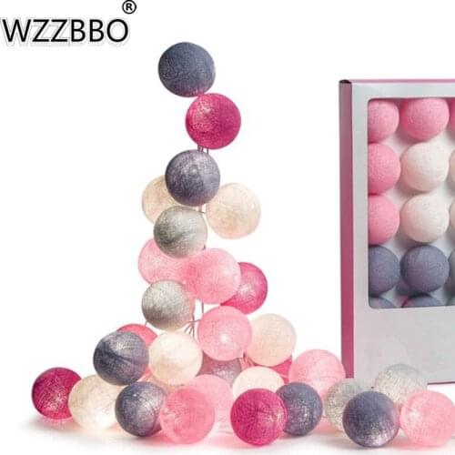 10/20/30 LED Cotton Ball Garland String Lights Fairy Lighting Strings for Outdoor Holiday Wedding Xmas Party Home Decoration