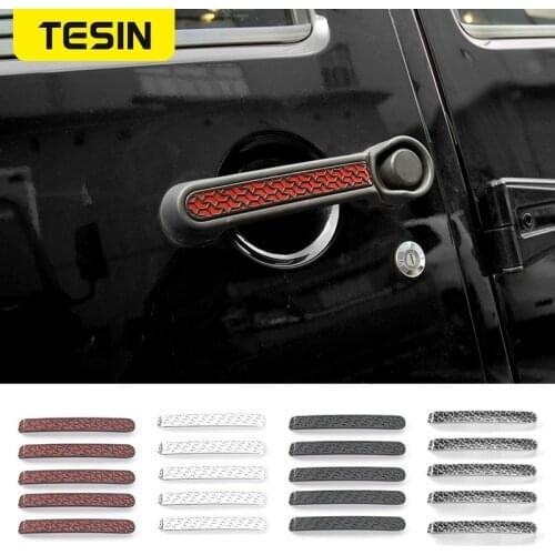 TESIN ABS Car Exterior Accessories Door Handle Decoration Cover Trim Stickers For Jeep Wrangler 2007 Up Car Accessories Styling