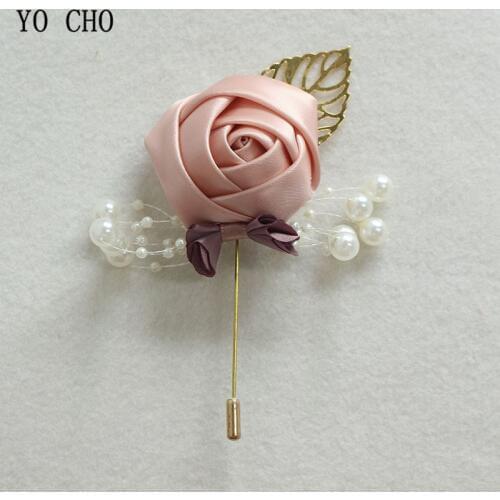 YO CHO Boutonniere Pin Flowers Groomsmen Corsage Wedding Groom Boutonniere Buttonhole Wedding Witness Corsages Prom Accessories