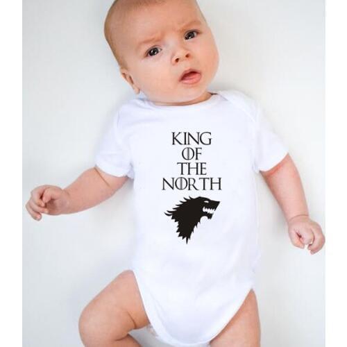 King of the North Funny Baby Bodysuit 2019 Summer Fashion Short Sleeves Kids Baby Jumpsuit Cotton Baby Clothing