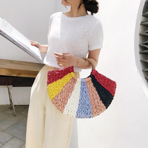 Women bag 2020 summer new Tote bag weave Fashion Patchwork Euro-America style Beach Bag luxury designer bag