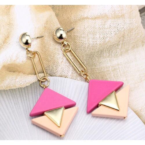HOCOLE 2020 Summer Triangle Brincos Earrings for Women Girl Gold color Statement Earrings Drop Dangle Earrings Fashion Jewelry